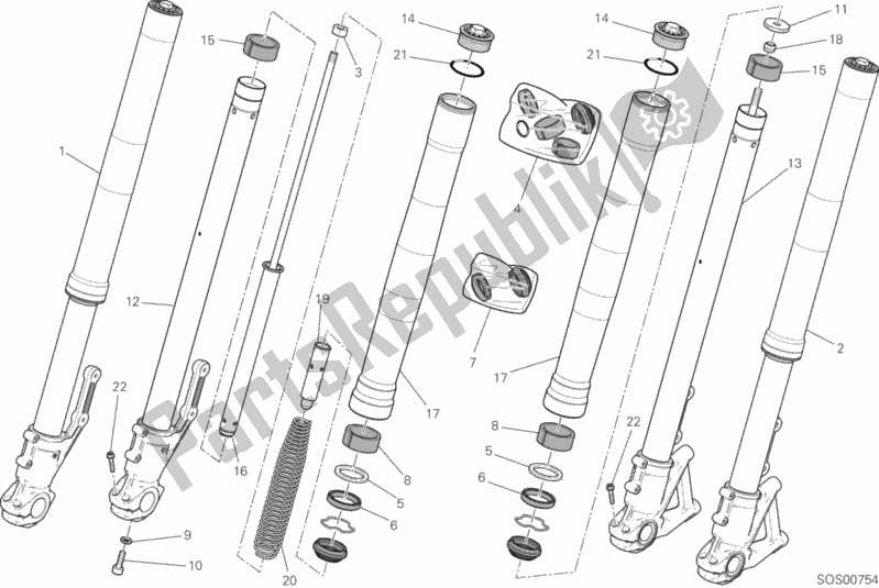 All parts for the Front Fork of the Ducati Scrambler Classic Brasil 803 2017